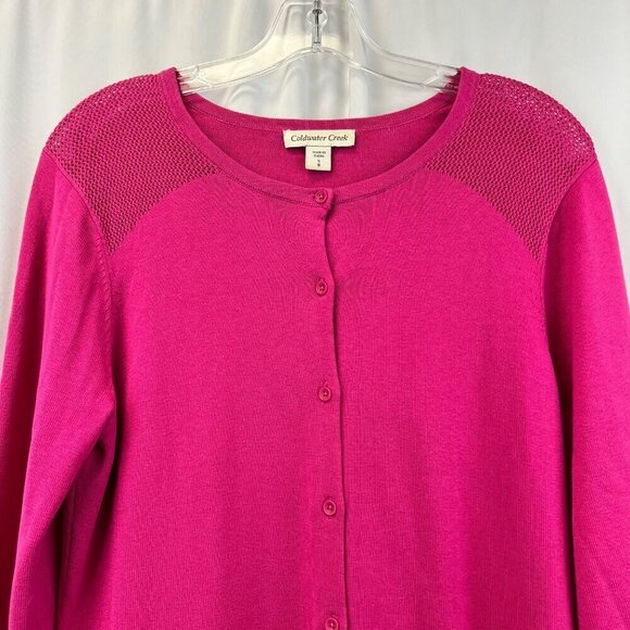 Coldwater Creek Womens 3/4 Sleeve Button Up Cardigan Pink Small - Picture 2 of 8